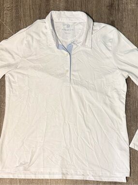 Renwick Polo Shirt Size L Long Sleeve Pima Cotton Blend Preppy Color White